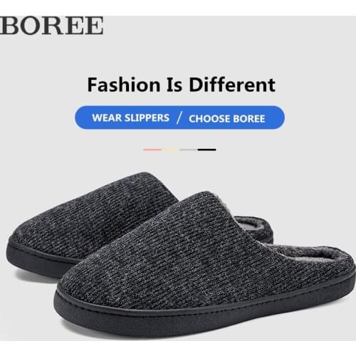 Mens Home Slippers Winter Warm Shoes With Fur Flat Casual Couples Shoes Comfort Non-slip Women Indoor Slippers For Men Big Size