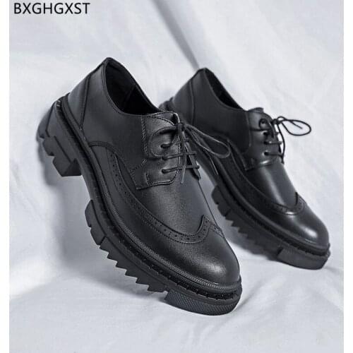 Black Brogues Men Dress Shoes Leather Casual Business Shoes Men Luxury Brand Elegant Shoes for Man 2021 Zapatos Chaussure Homme