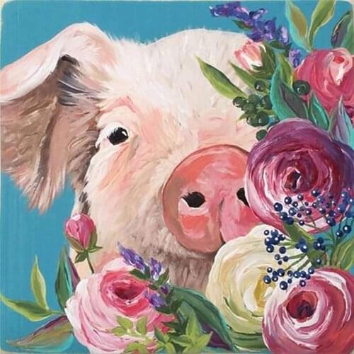 Animal Pig DIY Cross Stitch Embroidery 11CT Kits Craft Needlework Set Printed Canvas Cotton Thread Home Decoration New Sell