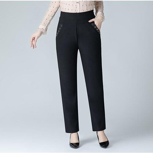 Women 2021 Autumn Winter New Middle-aged Loose Pants Female High Casual Warm Pants Ladies Plus Velvet Straight Trousers E478