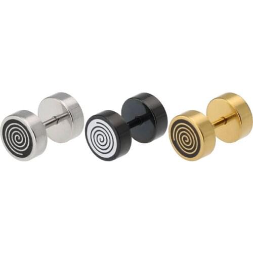 New Listing Bilateral Epoxy Corrugated Wave Rotary Barbell Dumbbell Earrings Earrings Fashion Avant-garde Wave Ripple Rotation