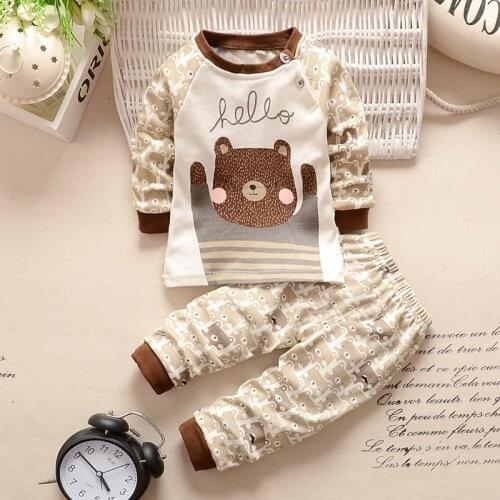 Autumn Winter 2021 Baby Boy Girls Clothes Cotton Girl Clothing Sets Cartoon Long-Sleeved T-Shirt+Pants Infant Clothes 2pcs Suit