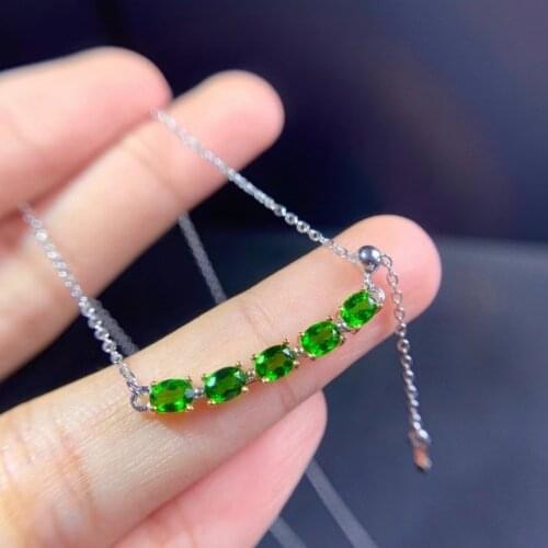 Natural green diopside stone Necklace natural gemstone Pendant Necklace S925 silver trendy smiling face row woman party Jewelry
