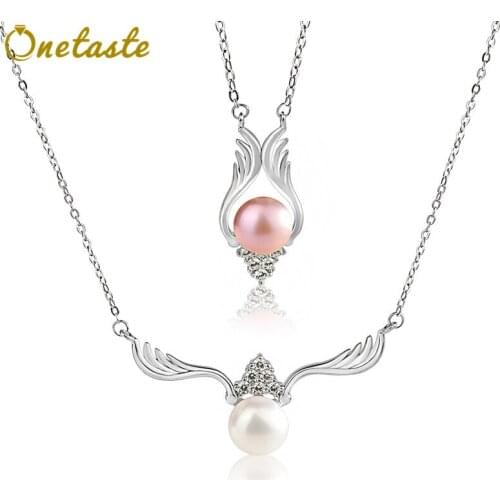925 Silver White Purple Pearl Waving Wings Choker Necklace Korean Style DIY Necklace Setting Fashion Accessories Gift