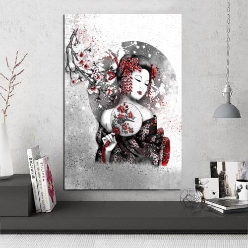 Poster and Prints Scroll Painting Canvas Art Prints Wall Art Picture Living Room Bedroom Home Decoration Japan Geisha Art Poster