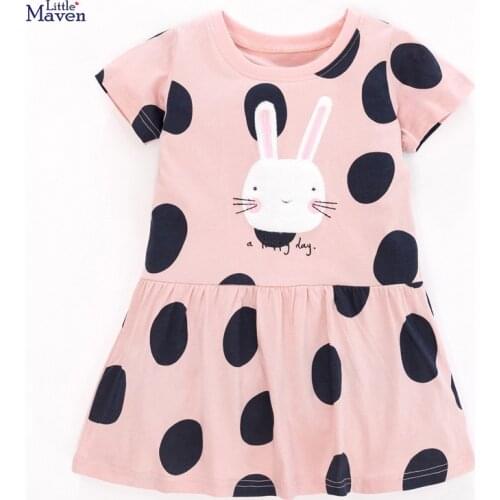 Frocks for Girls 2021 Summer Baby Girl Clothes Toddler Cotton Bunny Applique Vestiods Casual Polka Dot Dress for Kids 2-7 Years