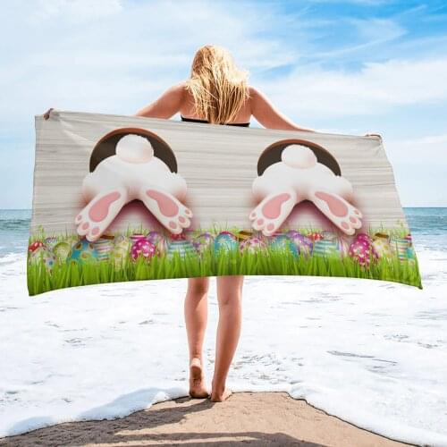 Happy Easter Bunny Butt Grass Egg Bath Towel Bathroom Accessories Microfiber Beach Towels Quick-Dry Bath Towels for Adults