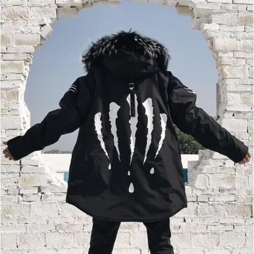 Drop Shipping Men Parkas Winter Jacket Fur Hooded Coat Jacket Mens Parka Padded Thick Warm Coats 2019 new S-2XL