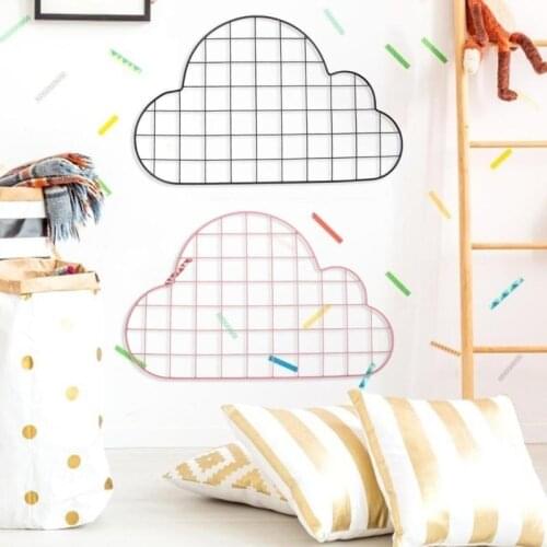 Wrought Iron Grid Rack Shelf Photo Frame Hanging Living Room Convenience Stickers Bathroom Shampoo Shower Gel Storage Shelf