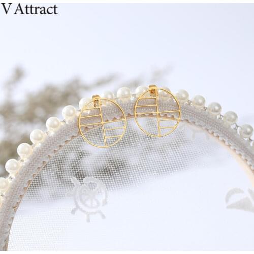 V Attract fashion round stud earrings set Stainless stud earring with cabochon Women Jewelry Accessories