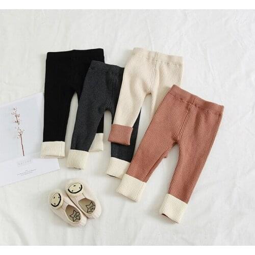 0-15Yrs Baby Girls Pants Spring Autumn Cotton Knitted Solid Stripe Kids Pants For Boys Trousers Kids Legging