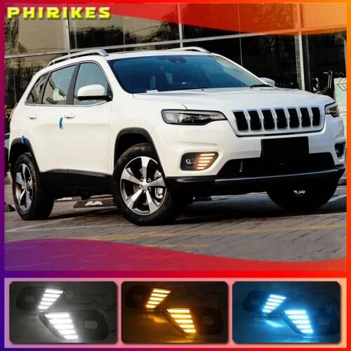 2PCS LED Daytime Running Light For Jeep Cherokee 2019 2020 Car Accessories Waterproof ABS 12V DRL Fog Lamp Decoration