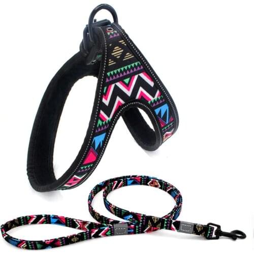 Reflective Dog Chest Harness Night Safety Pet Leads Collar Sets Comfortable Personalised Leash Strap Traction Products For Dog