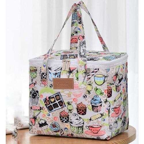 Floral Printing Thermal Insulated Lunch Bag For Women Girls Portable Carry Tote Cooler Lunch Box Insulated Bag Fiambrera Mario