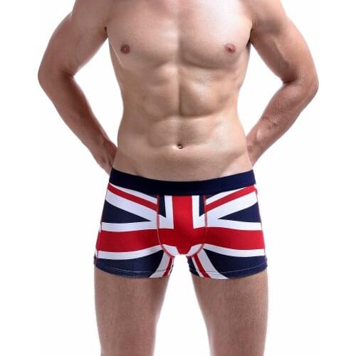3colors brand SEOBEAN Cotton gay Underwear Men Boxer Shorts UK Flag Print Bulge Design Low Waist Man Underpants sexy Boxers
