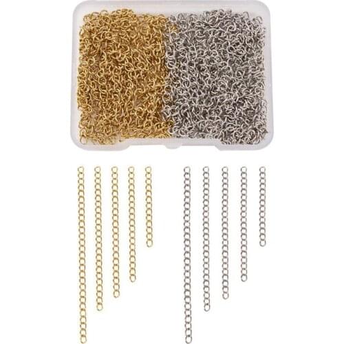100pcs 304 Stainless Steel Chain Extenders Curb Chain Twisted Chain for Jewelry Making DIY Bracelet Necklace 40~80mm