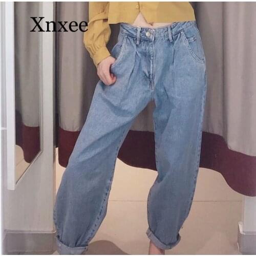 Denim Pants Women High Waist Harem Pants 20Loose Jeans loose Trousers Women Casual Streetwear Pantalon Femme blue pants