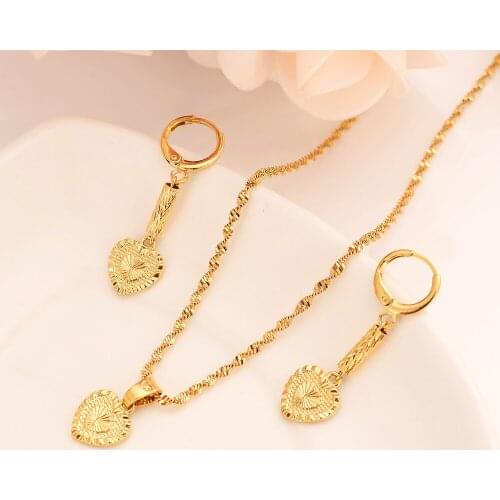 Gold heart flower Ethiopian women Jewelry Sets Habesha Africa bridals Wedding jewelry Gift Dubai pendnat earrings diy charms