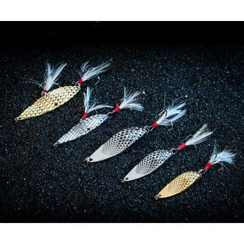 10pcs Biomimetic Leech Metal Fishing Lure Spoon Sequins Paillette Hard Bait Artifical Fake Bait Mustad Hook Fishing Accessory
