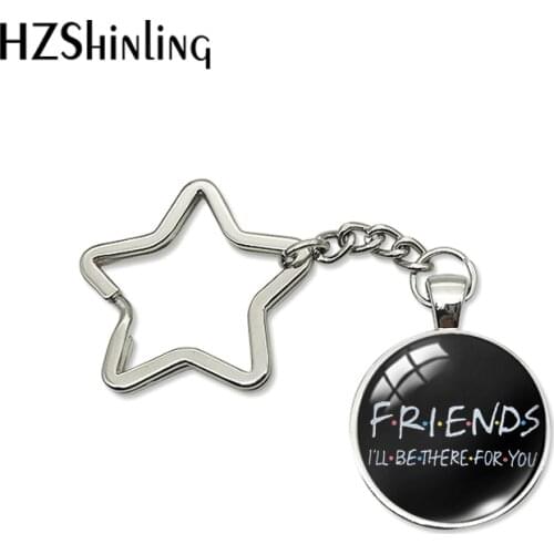 2020 New Fashion TV Show Style Star Shaped Keychains Gifts for Friends Glass Dome Bag Holder Keyrings