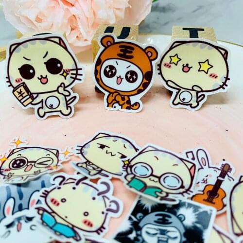 40pcs cute cat Kids Fun Paper Stickers Homemade Bookkeeping Decals on Laptop / Decorative scrapbooking / DIY