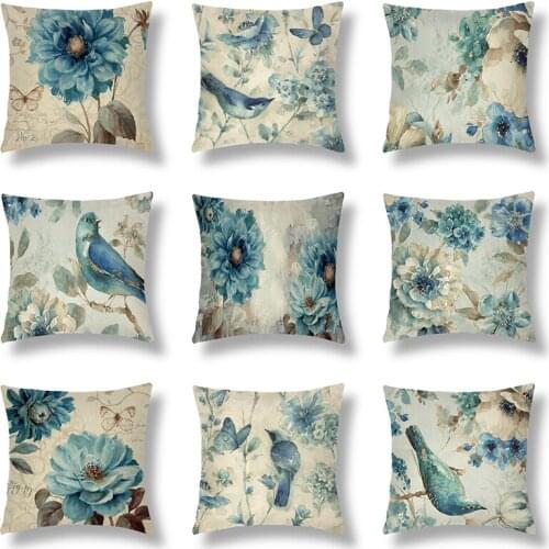 45x45cm Beautiful Birds flower Cushion Cover Soft Plush Pillow Case Home Room Office Decoration Back Throw Sofa Cushion Cover