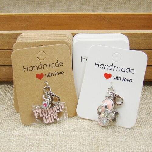 5*4cm kraft /white handmade with love ring card jewelry small pendant display card 200pcs per lot