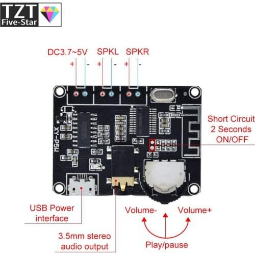 5W+5W PAM8406 Bluetooth 5.0 DC3.7-5V stereo audio power amplifier module XY-P5W for Arduino diy kit