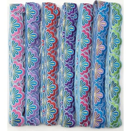 5 Yards Flower Ribbon Lace Trim Embroidered DIY Patchwork Sewing Supplies Craft