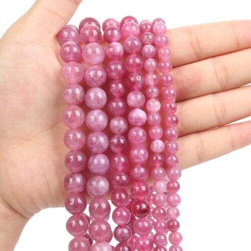 6/8/10mm Natural Stone Pink Tourmaline Round Beads Loose Spacer Bead For Jewelry Making DIY Accessories