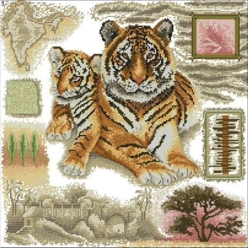 FREE delivery hot selling Top Quality counted cross stitch kit the two tigers tiger home