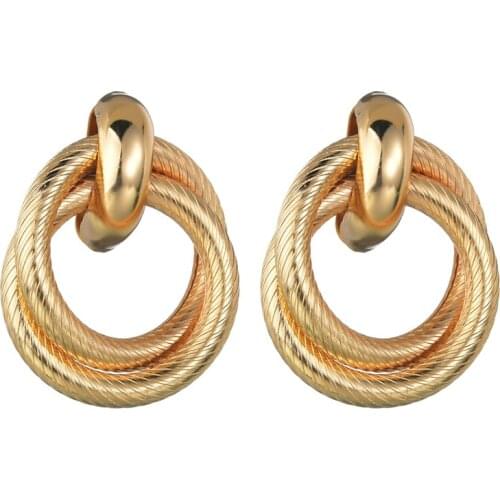 Bohemia Round Gold Dangle Earrings for Women Fashion Jewelry Party Wedding Pendientes Accessory Mujer Korean Earrings Wholesale
