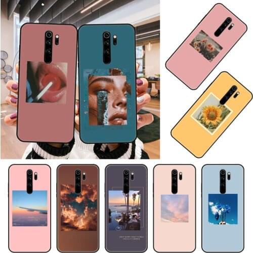 Phone Case For Xiaomi Redmi Note 8 8T 7 7A 9 9A 9S 8A 4 5 6 Pro Black Cover Hoesjes Art Etui Silicone Prime Pink Life Flower