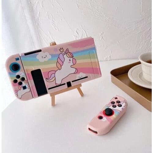 For Nintend Switch Cartoon Case Protective Soft Case Shell for Nintendos Switch Console JoyCon unicorn Back Cover Detachable