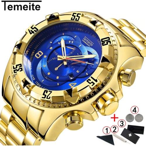 Men watches top brand Luxury Quartz Gold Watch Men Big Dial Waterproof Golden Business Wristwatch mens 2021 Relogio Masculino