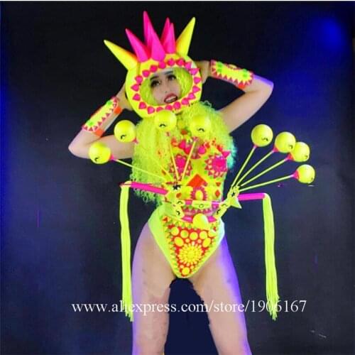 Fluorescent Colorful Sexy Lady Party Evening Dress Stage Performance Catwalk Models Show Costumes Masquerade Cosplay Clothes