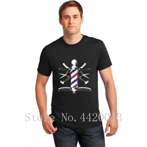 Customized cotton round Neck barbers pole scissor hair clippers comb Natural Building Summer Style Trend HipHop t shirt for men