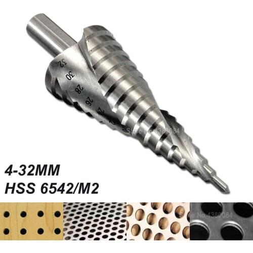 4-32MM HSS 6542/M2 Triangle Shank Spiral Groove Broca Metal Step Cone Drill Steel Core Saw Cutter Power Hand Tools