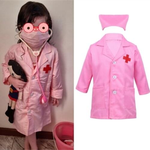 Cosplay Costumes for Kids Doctor Nurse Halloween Purim Party Wear Girls Role-play Suit Uniform with Toys Childrens Day Gift
