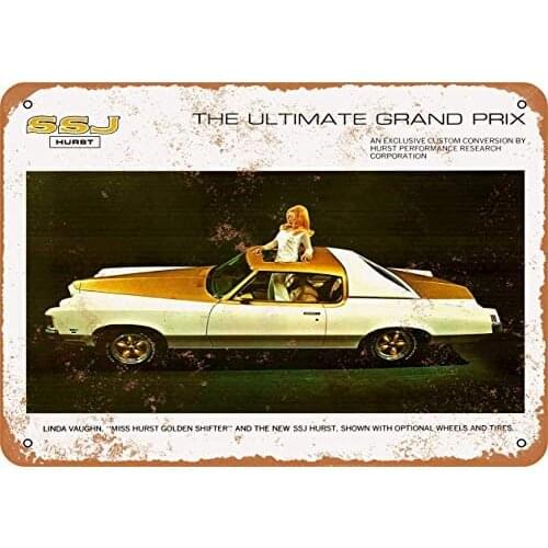 12 x 16 inches Metal Vintage Funny Tin Sign 1971 Pontiac Grand Prix Hurst SSJ