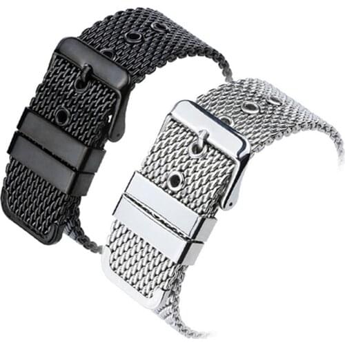 Milanese Loop Wrist Strap 18mm 20mm 22mm 24mm Universal Stainless Steel Watch Band Bracelet Pink Buckle Belt