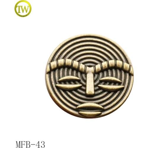 Fashion custom engraved logo alloy sewing button metal shank button