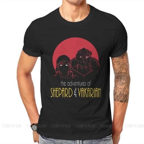 Adventures of FemShep and Vakarian Fashion TShirts Mass Effect Commander Shepard Asari Game Male Harajuku Fabric Tops T Shirt