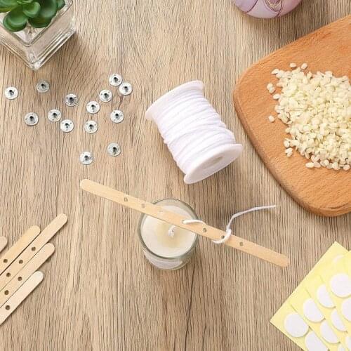 ABZS Candle DIY Tools Set Wooden Candle Wick Holder Braided Candle Wick Core Candle Wick Sticker for Candles Making DIY Craft