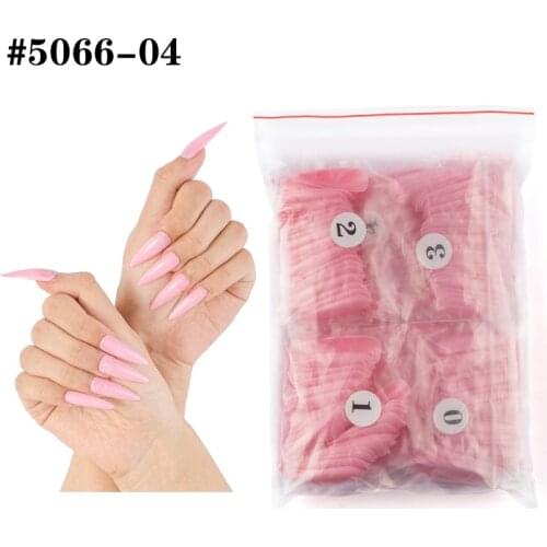 500pcs/bag Long Stiletto False Nails Candy Color False Nails Tips Full Cover DIY Acrylic Fake Nails 10 Sizes Nail Manciure