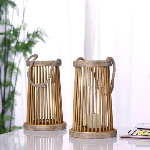 Gentle Times Simple Modern Wicker Rattan Hemp Rope Candlestick
