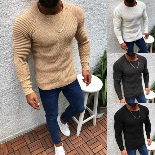 Latest Classic Khaki Winter Men Sweater Pullover Casual Knit Sweaters For Men Fashion Designs Solid Color Autunm Outerwear Tops