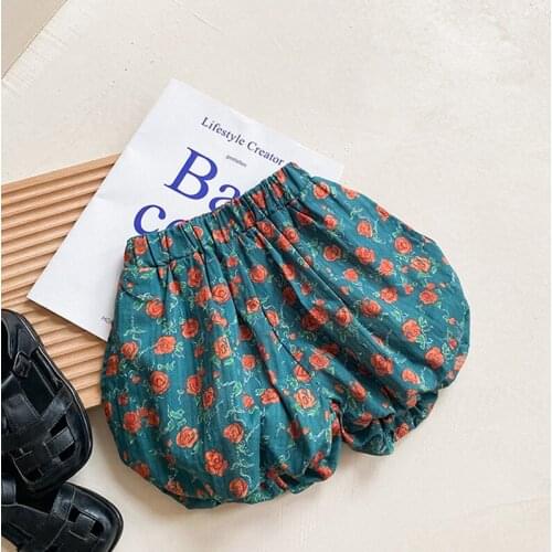 New Summer 2021 Baby Girls Floral Printed Shorts Korean Style Toddlers Kids Lantern Shorts