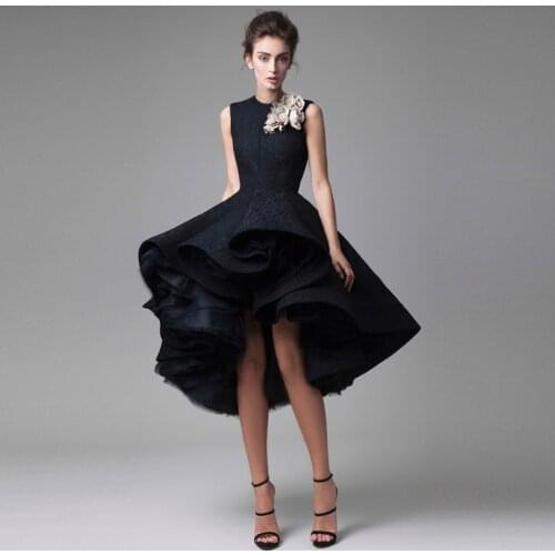 New Chic Prom Dresses Hand Made Flower Unique High Low Short Formal Party Dress Hot Knee Length Sleeveless Hi Lo Cocktail Dress