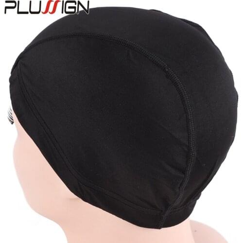 Wholesale 5Pcs/Lot Cheap Dome Cap Black Wig Cap For Wig Making Spandex Dome Caps Glueless Elastic Caps Silk Weaving